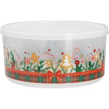 Máslenka Vánoční dóza na cukroví kulatá Merry Christmas, 2,5 l