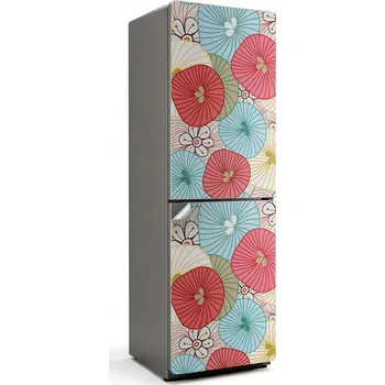 Fototapeta Ochranná Dekorativní Nálepka na Lednici Výtisk Květinový Vzor v Barvách