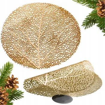 Obraz PROUŽKOVANÁ PODLOŽKA NA STŮL 38 CM MĚDĚNÁ - DEKORATIVNÍ POD TALÍŘ