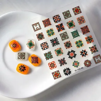 Samolepky na nehty Samolepící konvexní vzory MANDALA ORNAMENT