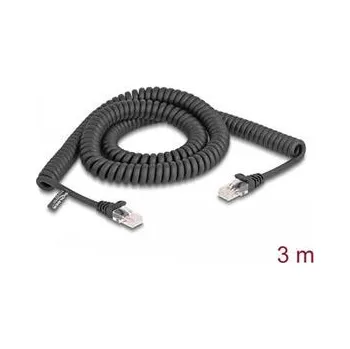 Patch panel Delock Vinutý kabel rozhraní RJ45, ze zástrčky na zástrčku, Cat.5e, 3 m, černý