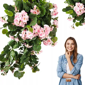 umělá květina Umělá Pelargonie Popínavá Girlanda Květiny na Balkon - růžová