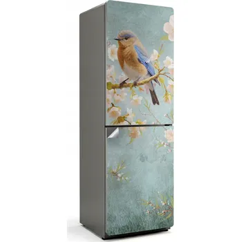 Fototapeta Dekorační Samolepka na Lednici - Pták na větvi s květy