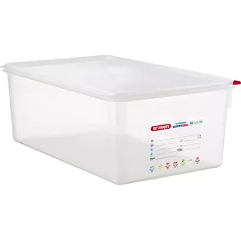 Dóza na potraviny ARAVEN Gastronádoba s víkem GN 1/1, PP, hloubka: 200 mm, objem: 27,5 L, hermetická