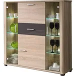 Falco Vitrína Filemon R2, s barem, sonoma/grafit lesk