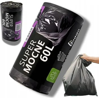 Pytle na odpadky Sáčky na odpad BAGGO 60L x 50 ks UNIVERZÁLNÍ SILNÉ LDPE
