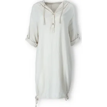 Dámské šaty Lněné šaty s kapucí 61056 barva: béžová