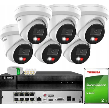 Bezpečnostní kamera Monitorovací sada 6MPx, 6 kamer DS-2CD2363G2-LI2U AcuSense Hikvision, 2TB