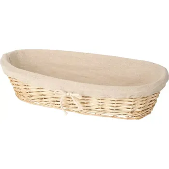 chlebník Košík proutěný, oválný, s textilií, délka: 380 mm, šířka: 155 mm