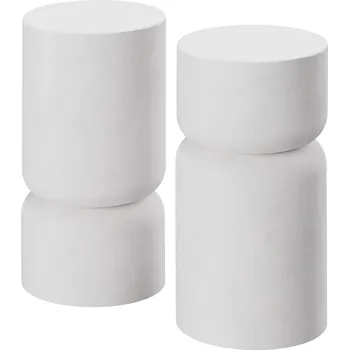 Zahradní stůl TecTake GmbH 406054 2dílná sada odkládacích stolků amine - bílá