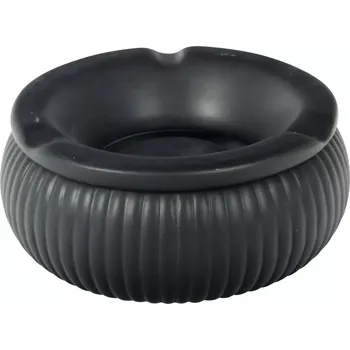Popelník Popelník porcelánový, 3 zářezy, s drážkami, průměr: 150 mm, černý