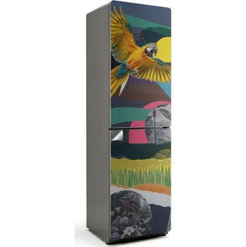 Fototapeta Ochranná samolepka na ledničku Samolepicí Fólie Vyřezávaná koláž s papouškem