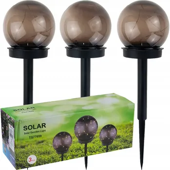 Venkovní osvětlení LED SOLÁRNÍ LAMPY 3KS ZAPICHOVACÍ KOULE SLOUPEK SADA SOLÁRNÍCH SVĚTEL SENZOR