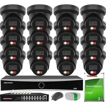 IP kamera Monitorovací systém 16x Kamera ČERNÁ 6MPx s AcuSense Hybrid + Disk 2TB Hikvision