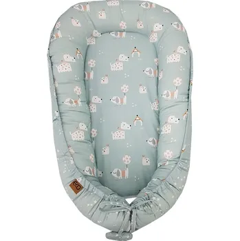 Zavinovačka EKO Hnízdo pro miminko oboustranné bavlněné Dogs Stars Mint 90x60 cm