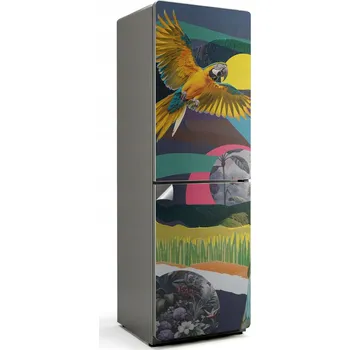 Fototapeta Samolepicí Nálepka Bubble Free na Ledničku - Vyřezávaná koláž s papouškem