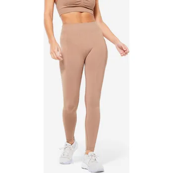 Dámské legíny DOMYOS Dámské bezešvé fitness legíny 900 Push Up XS KAŠTANOVÁ|RŮŽOVÁ