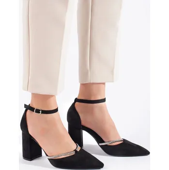 Dámské lodičky Módní lodičky černé dámské na širokém podpatku 38