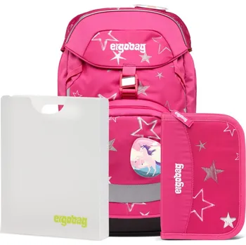 Ergobag Školní set prime Růžový batoh+penál+desky