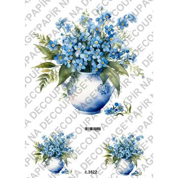 Umělecký papír Rýžový a soft papír na decoupage - Pomněnky- KB03522 Materiál: Soft, Rozměr: A4