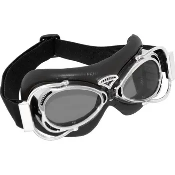 Helma na motorku Highway Hawk H02-916 Brýle Dakota černé/chrom - Chrom