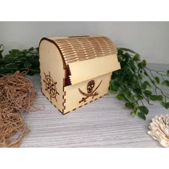 Pokladnička Dřevěná pokladnička pro děti - Pirátský poklad - Bez vlastního textu