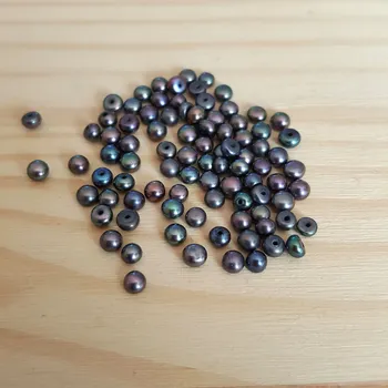 Dětské navlékací korálky Perla sladkovodní přírodní tmavá 3-3,5mm polovrtaná 1kus PP 096-1