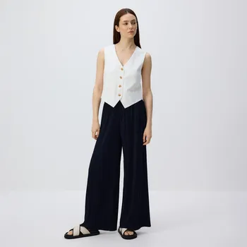 Dámské kalhoty Reserved - Plisované kalhoty - tmavomodrá - YU036-59X - YU036-59X-L