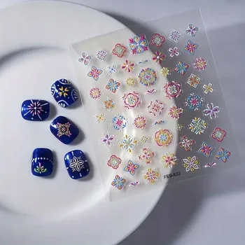 PASTELOVÉ Samolepky na nehty Samolepící konvexní vzory MANDALA