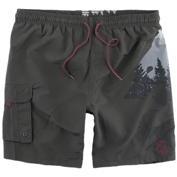 Pánské plavky Plavecké šortky z Black Premium by EMP - Šortky na plavání s potiskem - Muži - šedá