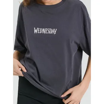 Dámská móda Sinsay - Bavlněná košilka s potiskem Wednesday - šedá - 463DO-90X - 463DO-90X-XXS