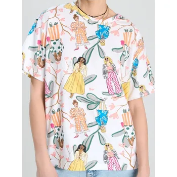 Dámské tričko Sinsay - Bavlněné oversize tričko s potiskem - vícebarevná - 985CG-MLC - 985CG-MLC-XXS