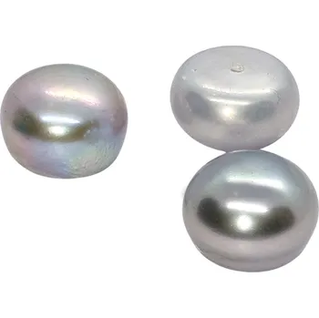 Dětské navlékací korálky Perla sladkovodní šedá 10 - 10,5mm polovrtaná - Obsah balení 1 ks PP 030