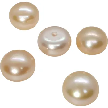 Dětské navlékací korálky Perla sladkovodní světle lososová 6,5 -7mm polovrtaná-1kus PP 042-1