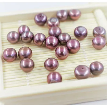 Dětské navlékací korálky Perla sladkovodní tmavě fialová 7-7,5mm polovrtaná - Obsah balení 1 ks PP 047