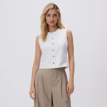 Dámské sako Reserved - Vesta s ozdobnými knoflíky - bílá - 470GA-00X - 470GA-00X-S
