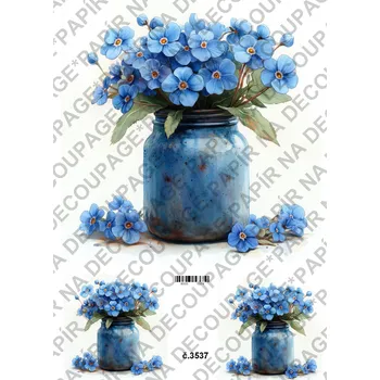 Umělecký papír Rýžový a soft papír na decoupage - Pomněnky- KB03537 Materiál: Soft, Rozměr: A4