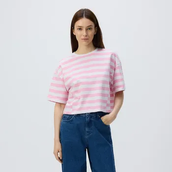 Dámské tričko Reserved - Tričko boxy - pastelově růžová - 988ED-03X - 988ED-03X-XS