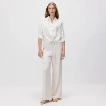 Reserved - Volné kalhoty s vázáním - krémová - ZR464-01X - ZR464-01X-XS