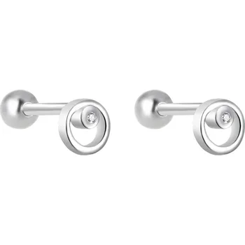 Náušnice Agato Krásné stříbrné náušnice Kroužek se zirkonem AGT-E184B + 2 měsíce na vrácení zboží