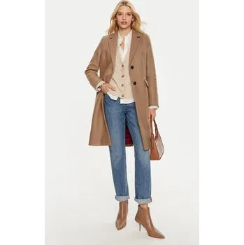 Dámský kabát Tommy Hilfiger Vlněný kabát WW0WW42738 Hnědá Regular Fit 34