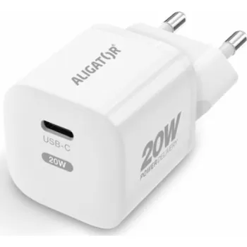 Rychlá nabíječka ALIGATOR Mini, PD 20W, USB-C/USB-C kabel, bílá