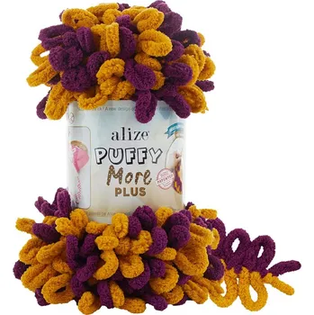 Příze Alize příze Puffy More Plus 8004 vínová hořčicová