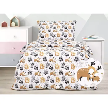 Povlečení Dětské bavlněné povlečení - zvířátka s mláďátky 140x200+70x90
