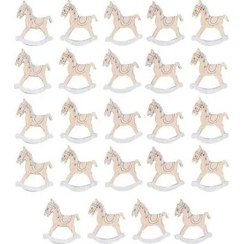 Vánoční dekorace Dřevění koníci s lepíkem 3 cm, 24 ks