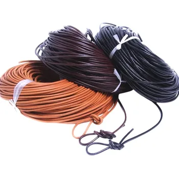 Řemínek průměr 2,5mm z pravé hovězí kůže kulatý - Barva kůže Přírodní nelakovaná KU 004