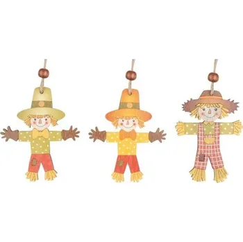Velikonoční dekorace Dřevění strašáci na zavěšení 9 cm, 3 ks