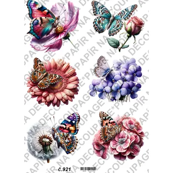 Umělecký papír Rýžový a soft papír na decoupage - Motýli - KB0921 Materiál: Soft, Rozměr: A4