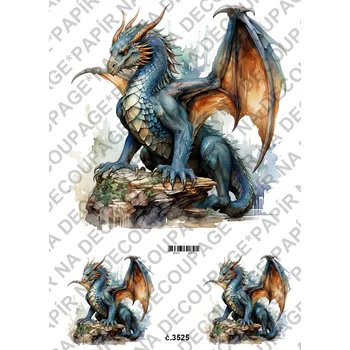 Umělecký papír Rýžový a soft papír na decoupage - Draci- KB03525 Materiál: Soft, Rozměr: A4