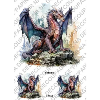 Umělecký papír Rýžový a soft papír na decoupage - Draci- KB03530 Materiál: Soft, Rozměr: A4